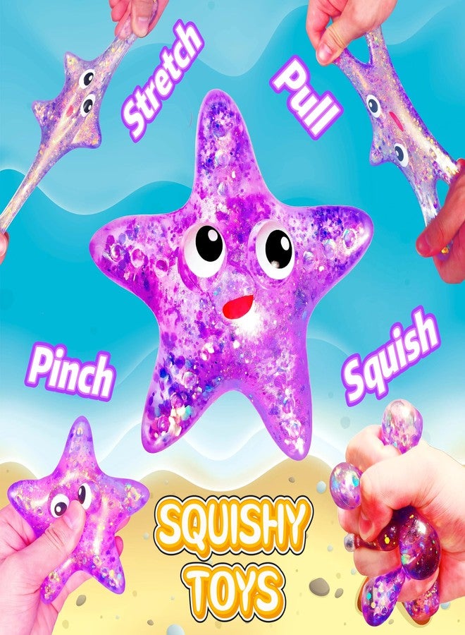 EVDERS 1Pcs Squishy Starfish Stress Ball for Adults and Kids Starfish Stress Toys Sugar Ball Sensory Fidget Toy Sea Animal Squeeze Squishy Toy Anxiety Relief Party Favors (Purple) - Image 3